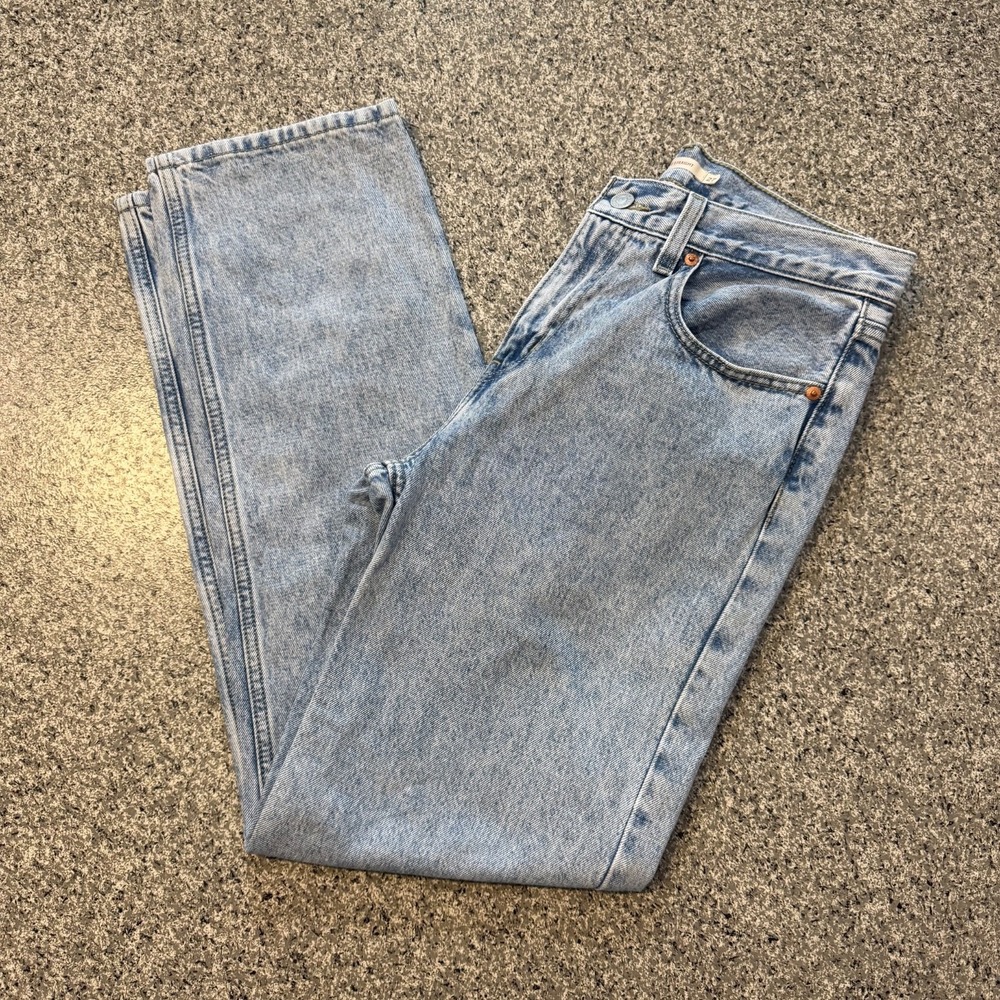 Levis Low Pro Straight Jeans Womens 27x30 Mid Rise Light Wash Cotton Denim
